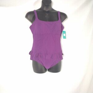 Your Profile Violet One Piece Square Neck Foam Cups Swimsuit New With Tag Sz. 16